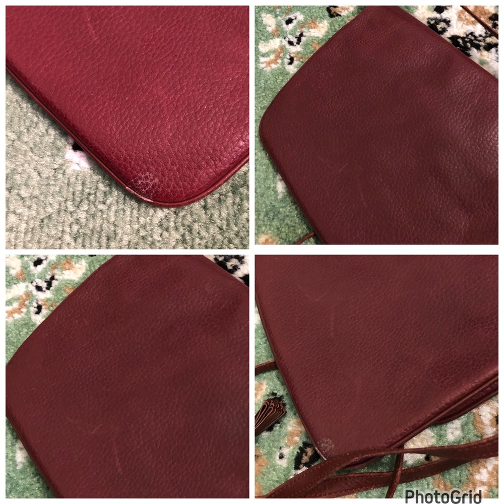 Cartier AUTHENTIC Vintage Burgundy Textured Smooth Leather Crossbody Tassel Bag - Picture 8 of 16